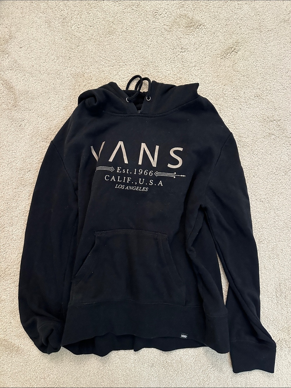 Vans Men's Black Logo Zip-Up Hoodie